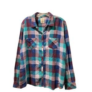 Dickies Women’s Flannel Hunting Shirt XL Plaid 100% Cotton Outdoor Heavy Duty